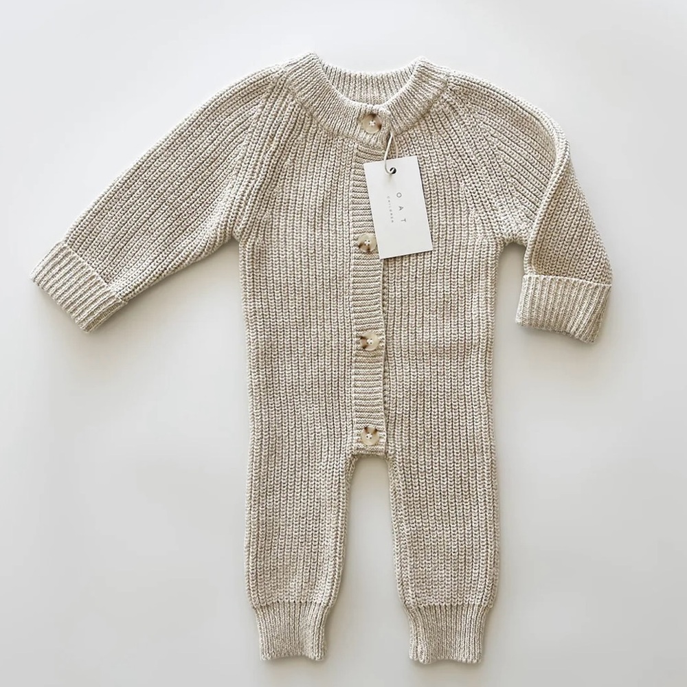 Oat Co Chunky Knit Playsuit in ‘Oatmeal’